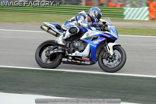 2009-09-26 Imola 0592 Variante alta - Supersport - Free Practice - Flavio Gentile - Honda CBR600RR